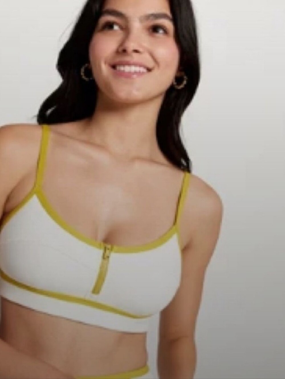 CALIA by Carrie Underwood White Bikini Top with Yellow Trim